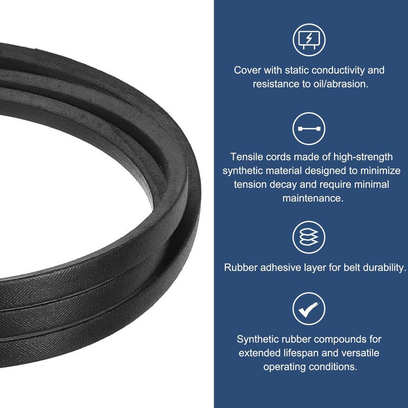 sourcing map 3 Pcs 3L620 Classic Wrapped Rubber V-Belt, 62"(1575mm)