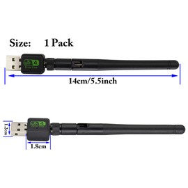 zdyCGTime 600 Mbps Wireless USB Adapter, 2.4GHz USB 2.0 5dBi Antenna Dual Band WiFi Network Card, Suitable for PC Desktops, Laptops, Compatible Windows XP/Win 7/Win 8/Win 8.1/Win 10. (Pack of 1)