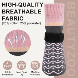 BEAUTYZOO Dog Socks, Non Slip Dog Socks to Prevent Licking Paws -Dog Boots & Paw Protectors with Grippers on Hardwood Floors, Dog Shoes for Hot/Cold Pavement Small Medium Large Senior Dogs Booties