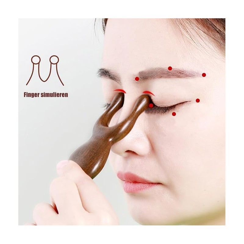 MIUPOO Wooden Nose Bridge Eyes Face Head Massage Face Roller