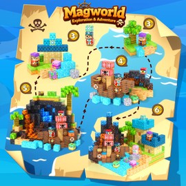 Magnetic Blocks - 150PCS Pirate&Mermaid Magnetic Building Blocks Set, Mine Magnet World Construction Craft, Learning Sensory Toys for Kids Age 3-5 4-8 5-7 8-12, Christmas Birthday Gifts for Boys Girls