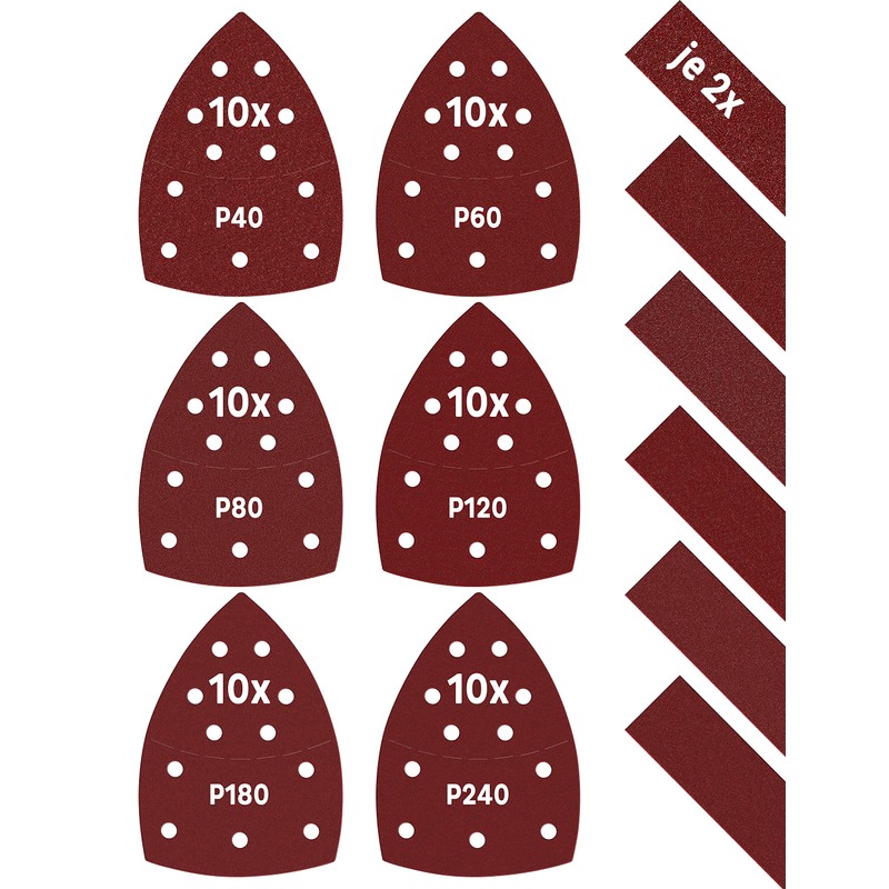 KSP-Tec │Pack of 60 Sandpaper Triangle Sanders + 12 Sanding