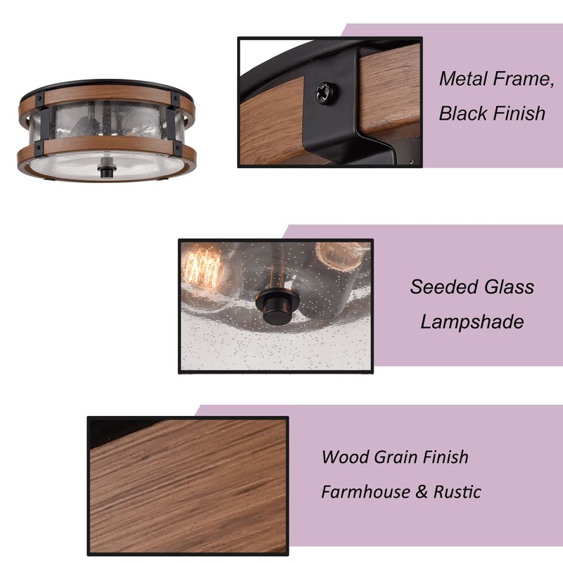 DEYNITE Farmhouse Ceiling Light Fixture 2-Light Hallway Ceiling Light in