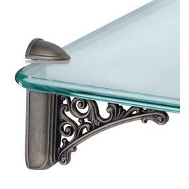 Chinflly Adjustable Glass Floating Shelf Brackets,2 PCS Antique Glass Shelf Brackets,Wall Mount Glass Door Clamps Clip Hardware Replacement Parts,Grey