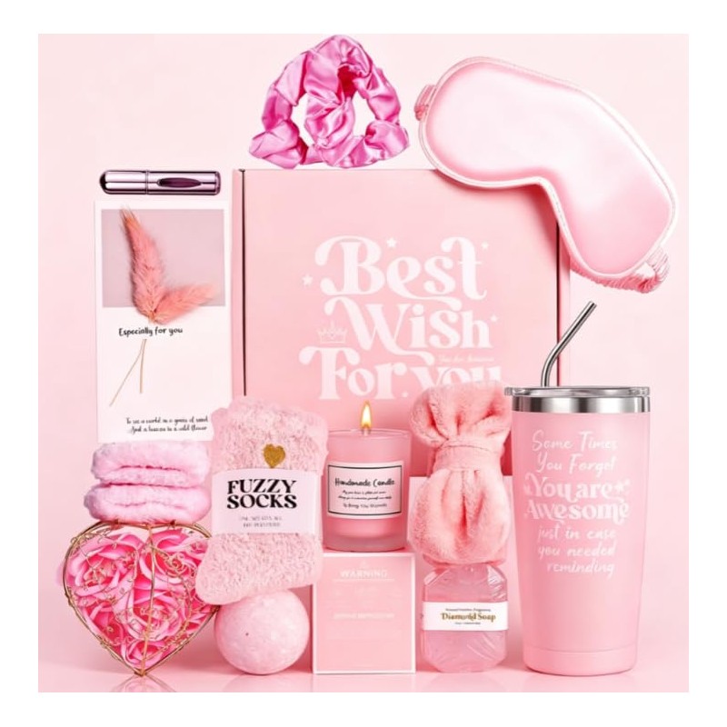 13Pzs Regalos de Cumpleaños para Mujeres, Canasta de Spa Relajante