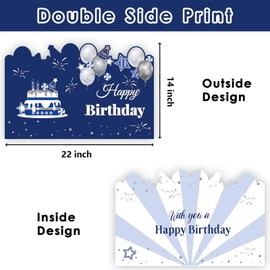 HOMANGA Giant Birthday Card, Jumbo happy Birthday Card for Men Women Colleague, Large Birthday Guest Book with Envelope, Big Birthday Card, Blue Silver