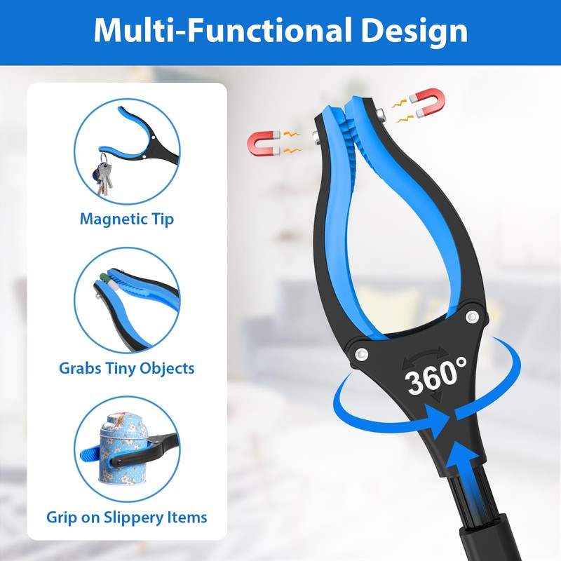 Grabber Reacher Tool 36 Inch, Foldable Grabber with Anti-Slip 360°
