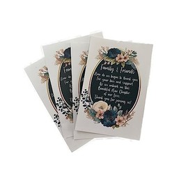 Floral Frame Wedding Thank You Place Card Friends and Family Celebration Reception Bride and Groom (Pack of 50)