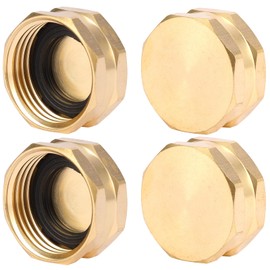 Sanpaint 4 Pack Garden Hose End Caps with Washers, Brass Spigot Cap, 3/4" Female End Cap