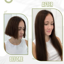 RUNATURE Clip-In Real Hair Extensions, Remy Darkest Brown, Straight Clip-In Hair Extensions, Real Hair, Straight Hair, Clip-In Extensions, Brown, 25 cm, #2, 50 g, 3 Pieces