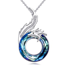 Dragon Necklace 925 Sterling Silver Dragon Pendant Necklace Animal Jewelry Gifts for Women Men