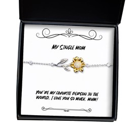 You're my favorite person in the world, I love you,! Sunflower Bracelet, Single mom Present From Daughter, Cute Jewelry For Mom, Single mom gift ideas, Best gifts for single moms, Gift ideas for