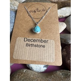 Crystal Bead Birthstone Necklace, Crystal Pendant Necklace, Crystal Necklace, Birthstones, Stirling Silver 925, Natural Crystal Necklace, Healing Necklace, Bead Crystal, (December - Turquoise)
