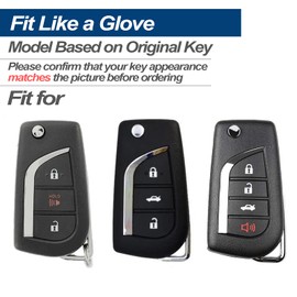 INFIPAR Fit for Toyota RAV4 Camry Corolla 4Runner C-HR Avalon Sequoia Sienna Yaris Tacoma Highlander TPU Key Fob Cover Case Shell Holder Protector Sleeve Accessory, w/ Key Chain, Red