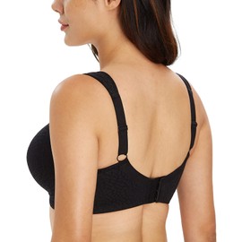 Lemorosy Women's Minimiser Bra, Large Sizes, Comfortable, Full Cup, Unpadded, Without Underwire, Strong Hold, black