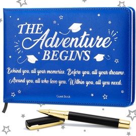 Geyoga 2025 Graduation Guest Book with Pen Graduation Guest Book 2025 Graduation Guest Sign in Book Memory Scrapbook for College Gifts Graduation, 6 x 8 Inch(Blue)