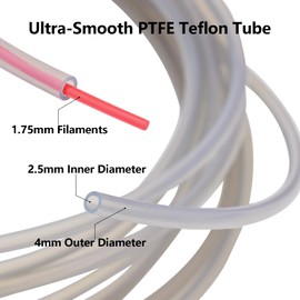 16.4 ft PTFE Teflon Hose Kit with 1 Hose Cutter and 4 Hose Extensions, ID 2.5 mm x OD 4 mm Ultra Smooth PTFE Teflon Hose for Bambu Lab A1/P1/X1 Series, K1 Series, AD5M