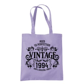 Dead Set Studio 30th Birthday Gifts For Women, Vintage 1994 30th Birthday Tote Bag, 30th Gift For Her, Cotton Fabric Shoulder Reusable Shopper Bag, 30th Anniversary Present LAVANDER