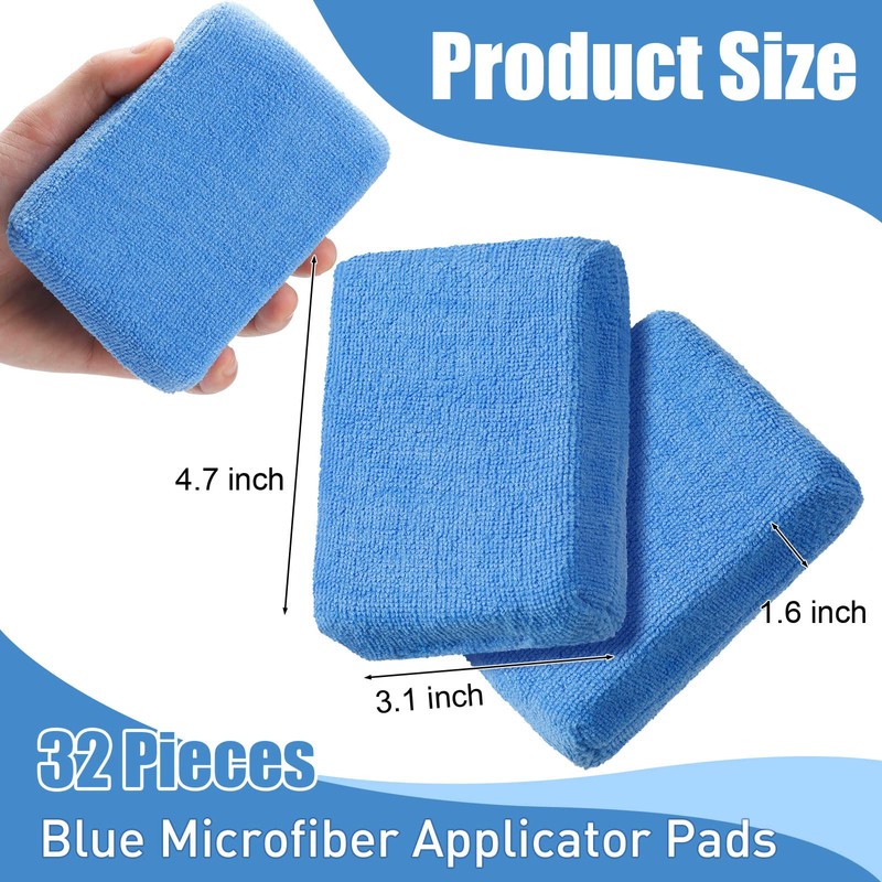 Riakrum 32 Pieces Microfiber Applicator Pads Detailing Car Wax Sponge