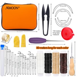 38Pcs Upholstery Repair Kit Includes Sewing Thread and Needles, Awl, Thimble, Leather Sewing Needles Kit for Upholstery, Leather, Carpet Canvas Repair for Leather Repair
