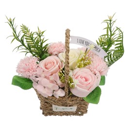 BESPORTBLE Woven Vase Soap Basket Soap Soap Rose Flowers Soap Present Rose Petal Artificial Soap Rose Valentine's Soap Rose Bath Soap Rose Bouquet Portable