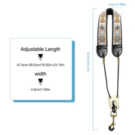 KUWAN Saxophone Neck Strap Soft Sax Leather strap Padded for Alto Sax Tenor Clarinet Baritone Soprano Horn Music Instrument (1, five-leaf grass)