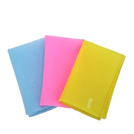 KAKOOI Long Exfoliating Nylon Bath Cloth/Towel, Magic Shower Washcloth for Body, 35 inches( 3PCS, Blue&Yellow&Pink)