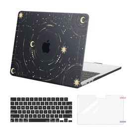 MOSISO Compatible with MacBook Air 13 inch Case 2025 2024 2023 2022 M4 A3240 M3 A3113 M2 A2681, Protective Plastic Hard Shell&Keyboard Cover&Screen Protector for MacBook Air 13.6 inch Case, Sun & Moon