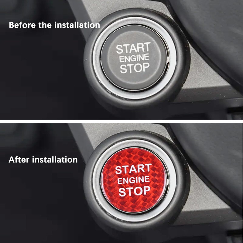 BLAKAYA Compatible with Engine Start Stop Button Sticker Carbon Fiber