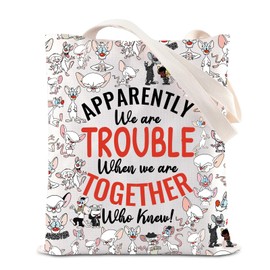 FOTAP Pinky Brain Inspired Tote Bag Rat Brain Fans Gift Cartoon Movie Characters Shopping Bag Mouse Movie Lover Gift (Pinky Brain UK2)