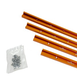 RED HOUSE TOOLS 24" T Track Kit - Set of 4 Anodized Aluminum T-Track for Woodworking | Universal T Track Accessories | Multi T Track 4 Pack with Screws | Orange