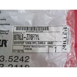 Miller NEW MILLER 907NLS SOFSTOP 6' WIRE ROPE LANYARD VINYL COAT w/ 2 SNAP HOOKS