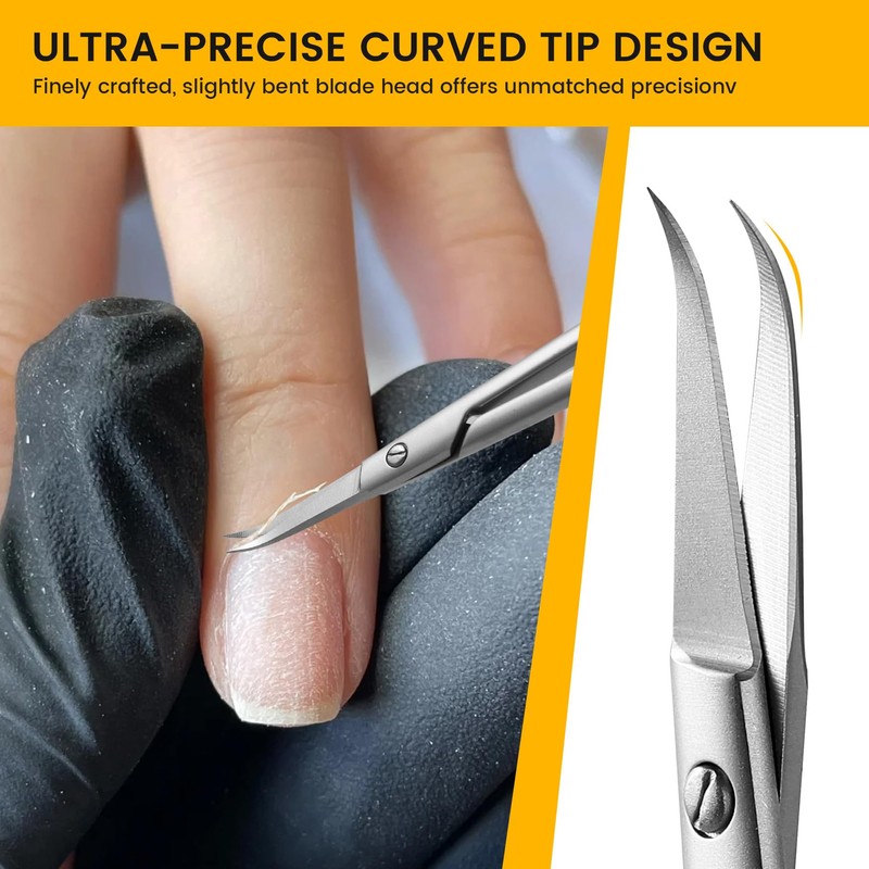 BEZOX Precision Curved Tip Cuticle Scissors - Sharp Scissors for
