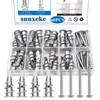 Sunxeke 60pcs Zinc Self-Drilling Drywall Anchors with Screws Kit,30PCS Heavy