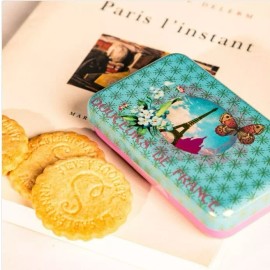 LA SABLESIENNE, SET OF 2, 'PARIS BLEU' FRENCH SHORTBREAD MINI TINS, 35g EACH