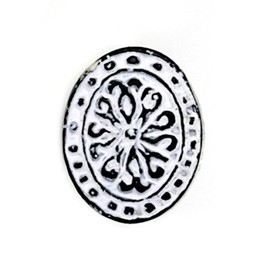 MarktSq Set of Four Oval Floral Metal Cabinet Knob in Distressed White Finish