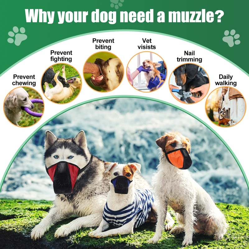 Shinylin 6 Sizes Dog Muzzle Basket Air Mesh Muzzle, Snap