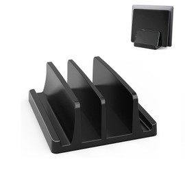 Hysgscwd 4 Slots Vertical Laptop Stand, ABS Plastic Laptop Holder with Anti Slip Pads, Space Saving Laptop Stand, Laptop Docking Station Stand for Phone, Computer, Tablet, Book, Document, Surface