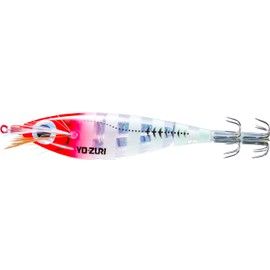 Yo-Zuri Ultra 3D Laser DX Squid Jig, Floating, 4-1/8 Inch, 105mm, #M, Zebra Luminous Red Head