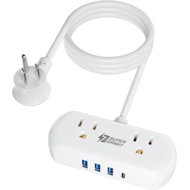 Super Danny Surge Protector Power Strip 2 Outlets 3 USB 1 USB-C Charging Ports - White - White