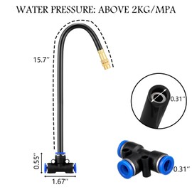 Zonon 10 Pcs Brass Misting Nozzles Tee with 16 Inch Built in Hose 360 Degree Rotation Adjustable Water Mister Nozzles Thread Sprayer 0.043" Misting Parts and Accessories for Patio Outdoor Cooling