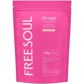Free Soul Sculpt Protein Powder | 20g Protein | Hybrid Whey Protein | with Maca, Iron, Calcium, Biotin, B Vitamins & Digestive Enzymes | Vanilla Flavour | 20 Servings