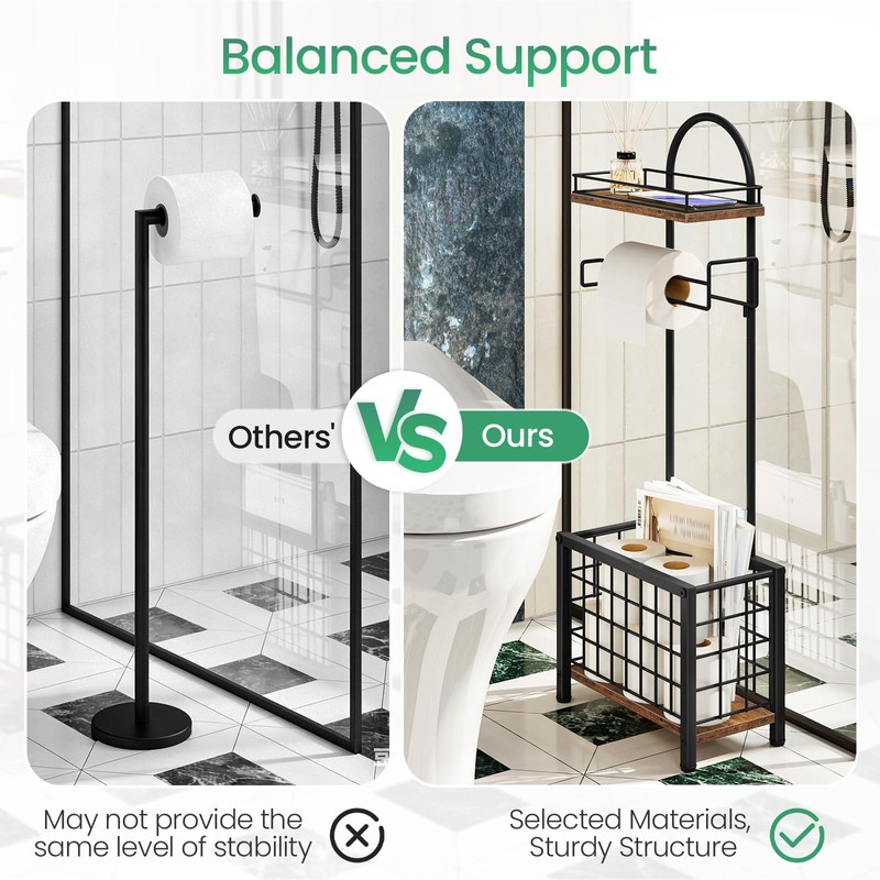 CHOEZON Toilet Paper Holder Stand, Freestanding Toilet Paper Holder with