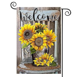 DMERBYL Welcome Garden Flag 12x18 Double Sided,Sunflower Yard Flags Garden Outside Decor,Spring Summer Small Garden Flags Decorations for Home Holiday Outdoor