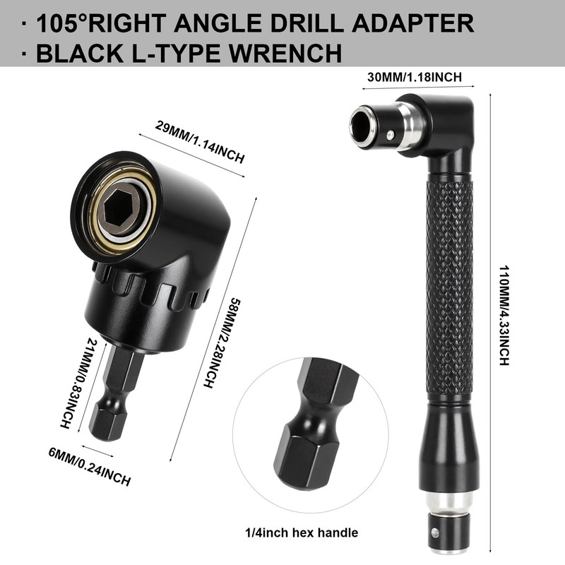 13 Piece 105° Angle Screwdriver Attachment Set, 105° Angle Wrench,
