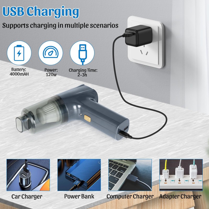 Mini Handheld Vacuum, 12000pa Car Vacuum Cleaner and Air Duster
