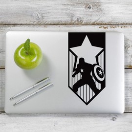 Yoonek Graphics Captain Super Hero Decal Sticker for Car Window, Laptop and More. # 1141 (8" x 4", Black)