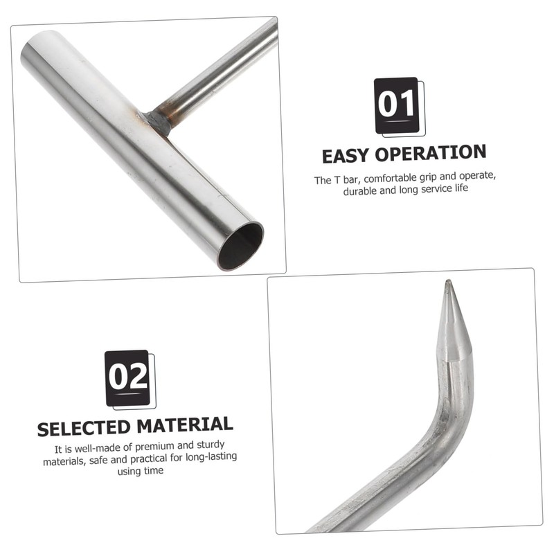 GANAZONO Heavy-Duty Stainless Steel Manhole Cover Hook T Shape Lift