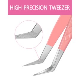 MORGLES Lash Tweezers Fiber Tip, 2 Pcs Curved and Volume Eyelash Tweezers for Lash Extensions with Bag