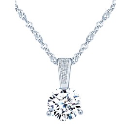 INFINIONLY Women's girl's Diamond Necklace Pendant, 925 sterling silver necklace, Three-claw zircon pendant, Elegant solitaire pendant, Perfect cutting process, Silver